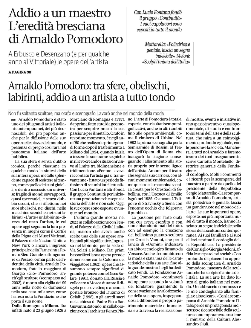 Addio a un maestro L\'eredità bresciana di [..]