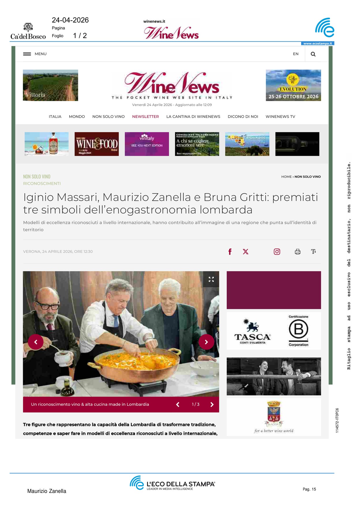 Iginio Massari, Maurizio Zanella e Bruna Gritti