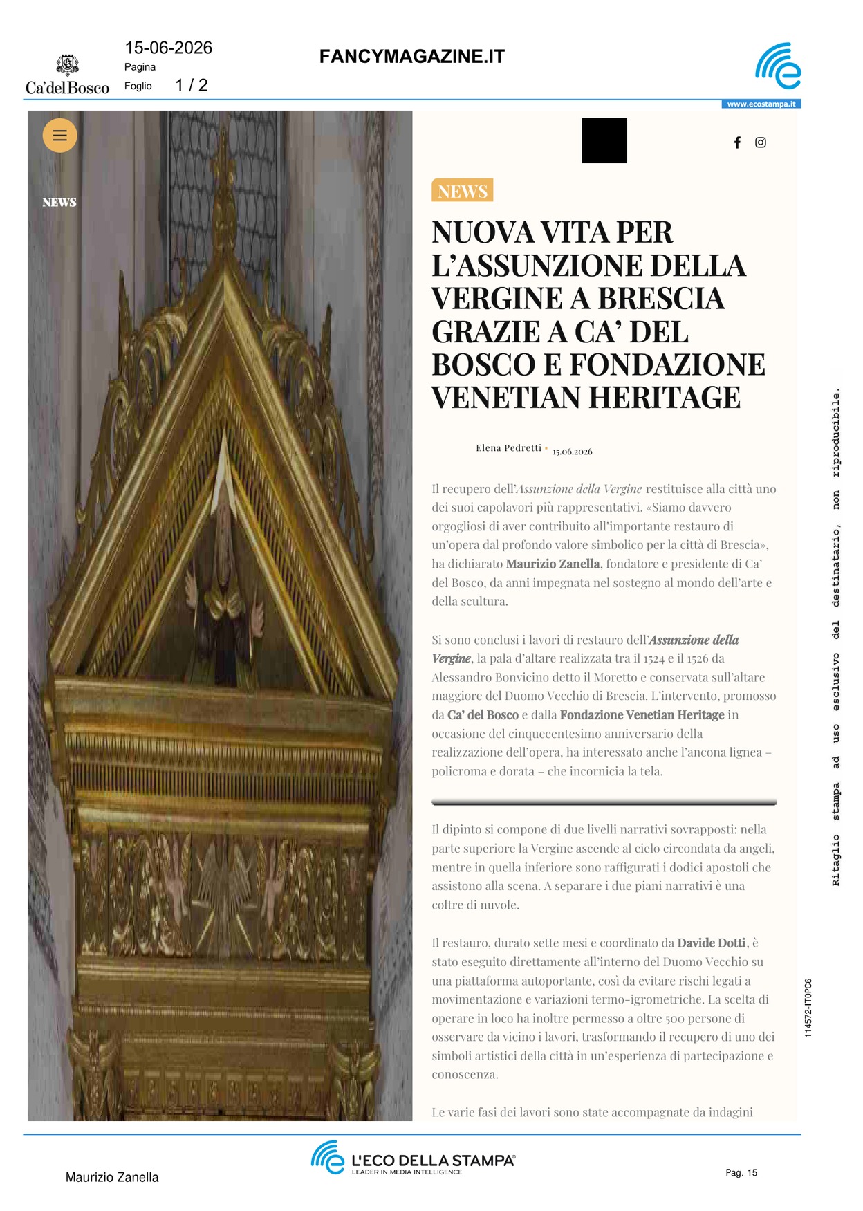 Nuova vita per l’Assunzione della Vergine a [..]