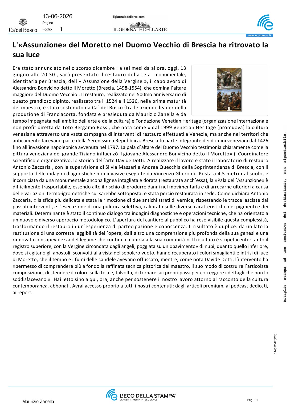L’«Assunzione» del Moretto nel Duomo Vecchio [..]