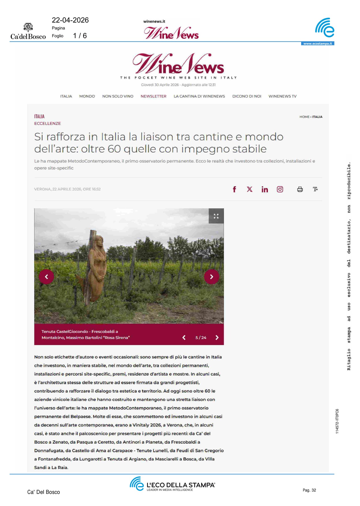Si rafforza in Italia la liaison tra cantine e [..]