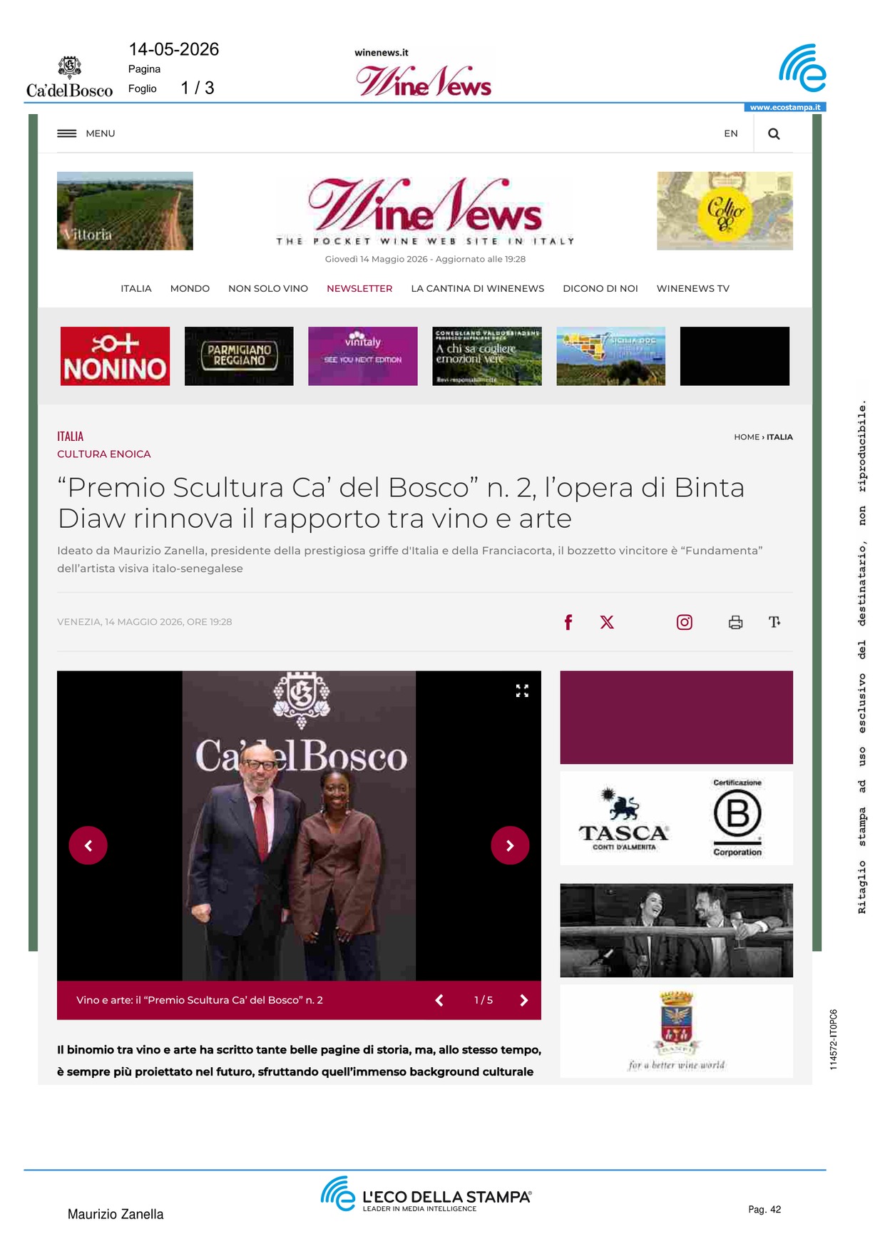 Premio Scultura Ca del Bosco n. 2, l\'opera di [..]