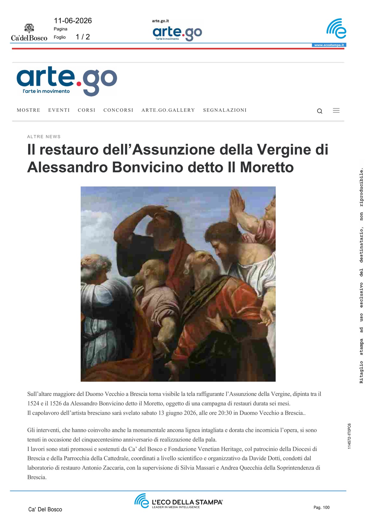 Il restauro dell\'Assunzione della Vergine di [..]