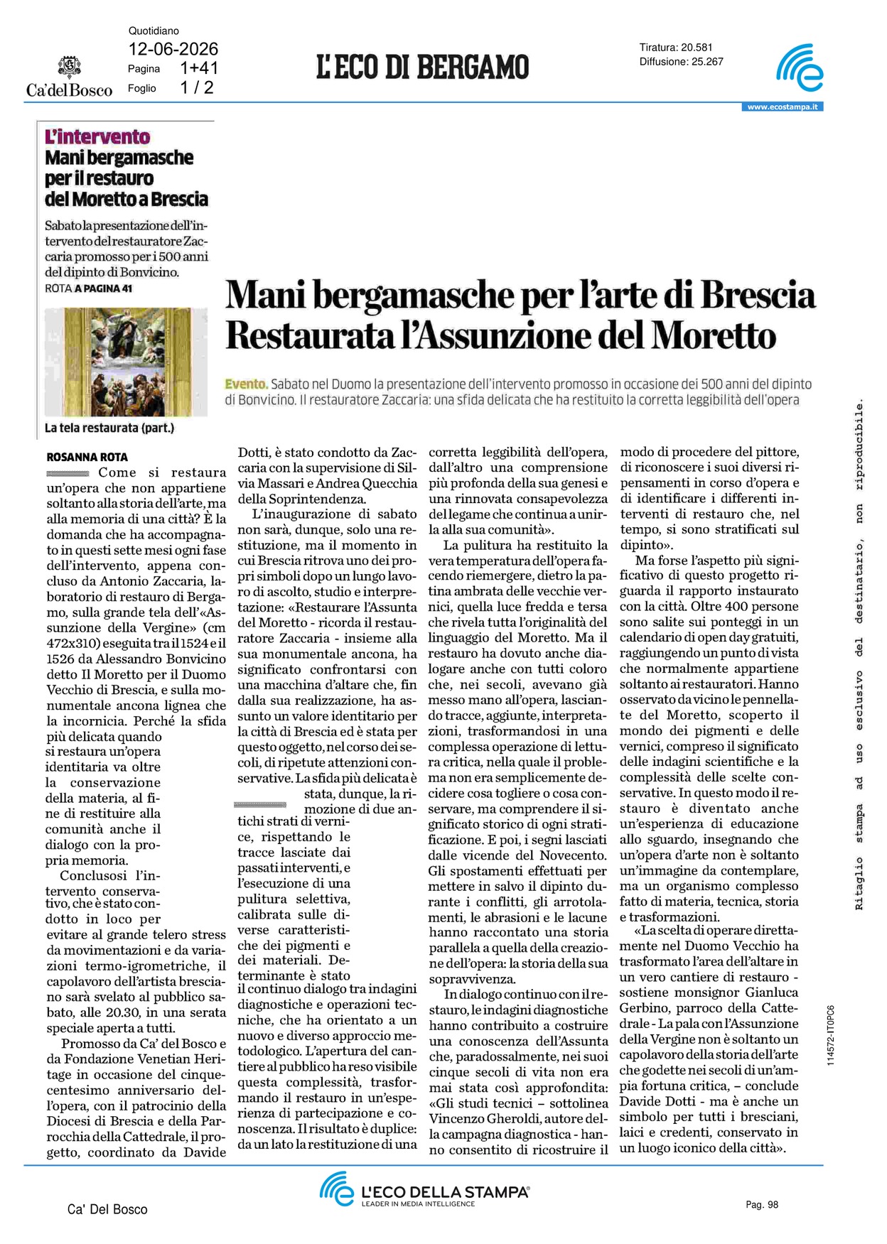 L\'intervento Mani bergamasche per il restauro [..]