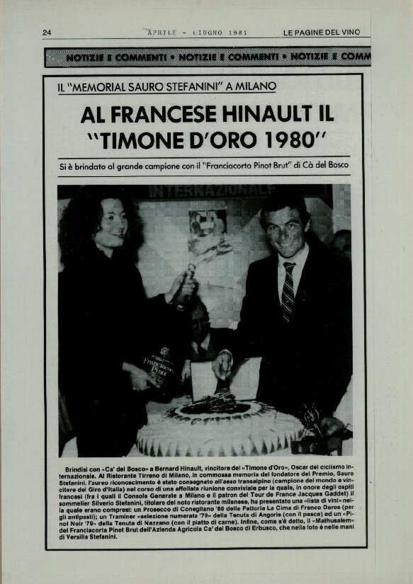 Al francese Hinault il “Timone d’oro 1980”