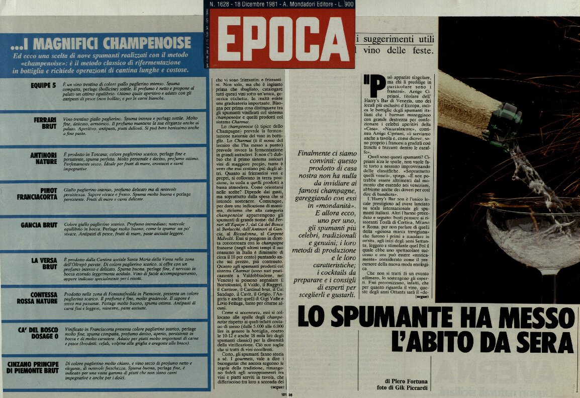 Lo spumante ha messo l’abito da sera
