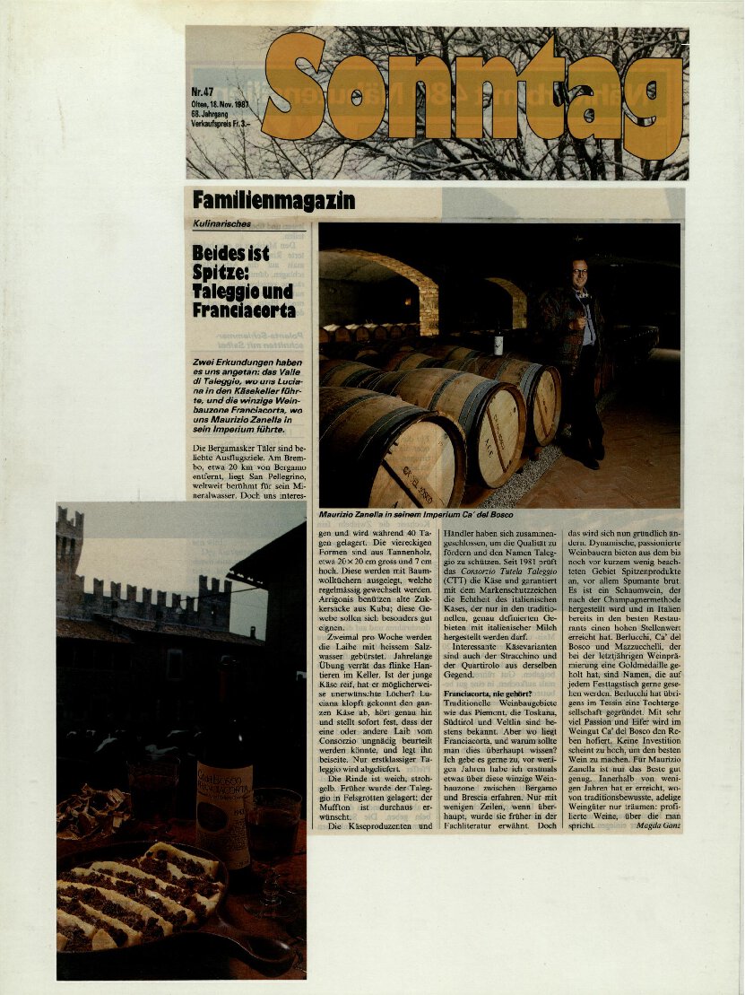 Bides ist Spitze: Taleggio und Franciacorta
